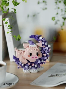 18 Pcs Cute Moon Flower Animal Building Blocks, DIY Animal Series Blocks, Desktop Decoration, Stress Relief, Home Decor, Assembling Figurine, Office Desk Accessories, Birthday Gift, New Year Gift, Christmas Gift, Suitable For Girlfriend Birthday, Creative Valentine's Day Gift