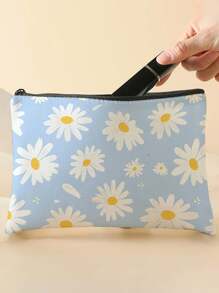 Floral Double-Sided Print Travel Makeup Organizer Pouch With Zipper - Multicolor - View 5