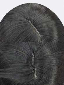 1-Piece Synthetic Heat Resistant Short Curly Hair Middle Part Wig Black Oak 16 Inches Full Machine Weave Daily Natural Realistic Wig - Black Brown - View 8