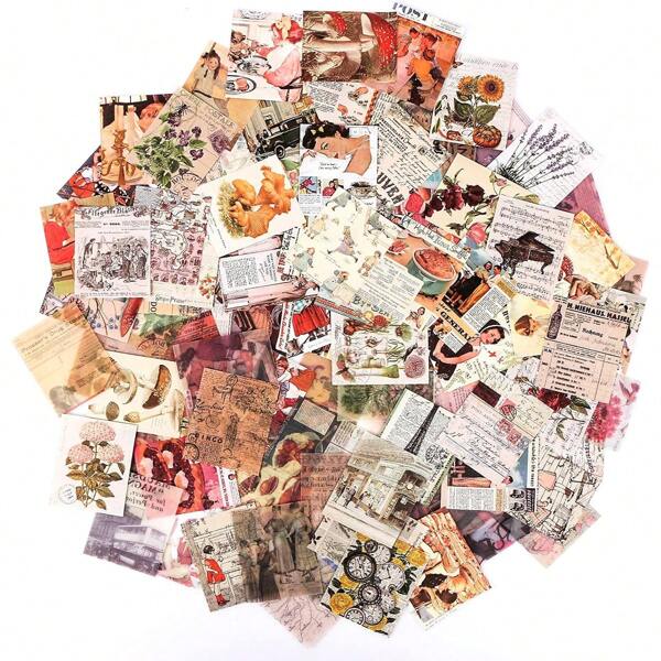 400 piezas de material de papel vintage para diario creativo, suministros de scrapbooking, decoración retro, manualidades y arte antiguo para el embellecimiento de diarios