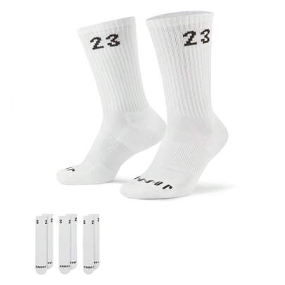 Jordan 3 件套男女简约数字细节白色休闲日常袜子，DA5718-100