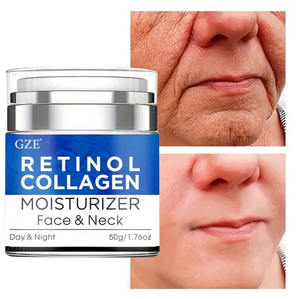 مرطب الوجه والرقبة من GZE مع الريتينول والكولاجين والحمض الهيالوروني، كريم وجه مضاد للتجاعيد للنهار والليل، مرطب وملطف ومحافظ للرجال والنساء، يقوم بتفتيح البشرة وشده
