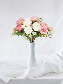 8 Bundles Silk Artificial Peonies Flowers Faux Peony Bouquet Fake Peonies Artificial Flowers Bouquets For Vase Floral Arrangements Wedding Home Table Decoration (White,Pink) - 4 pink+4 white - 查看 5