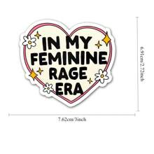 1PC In My Feminine Rage Era Sticker – Empowering Vinyl Decal With Heart And Floral Design For Women And Allies | Perfect For Laptops, Water Bottles, And Cars | Bold Self-Expression Gift | , Waterproof, And Easy To Apply - Multicolor - View 2