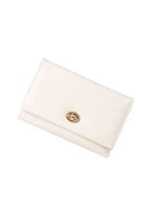 New Women's Medium-Long Wallet, Luxury Leather Wallet Card Holder With Metal Buckle Flip Cover Coin Purse Handbag