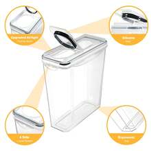 YASHE Cereal Storage Containers Set 4PCS (3.7L/125oz), Airtight Plastic Food Containers With Lids, Food Storage Containers For Kitchen Pantry Organization, With 16 Labels & 1 Marker - White - View 5