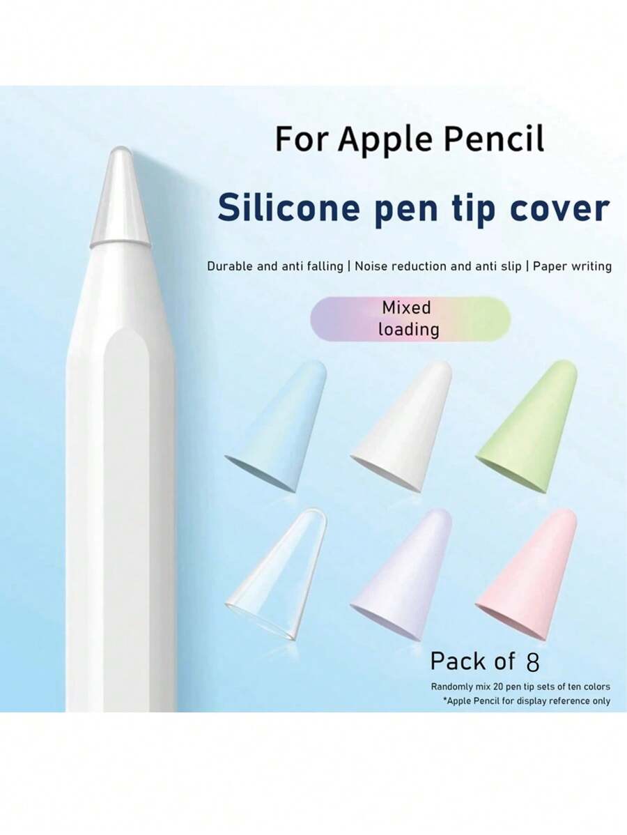 8 件装 Apple Pencil 笔尖兼容第 1/2 代，耐磨电容笔头，兼容 iPad 触控笔替换笔尖应用广泛更耐磨 - 彩色 - 查看 1