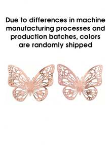 12pcs/Set 3d Stereo Hollow Out Butterfly Wall Sticker, Cake Decor, Wedding Decor, Home Decor For Living Room, Stickers, Wall Decal, Vinyl Decal For Home Decorations, Spring Decoration Items Refresh Your Home, Rama Decoration Stickers - Rose Gold - View 6