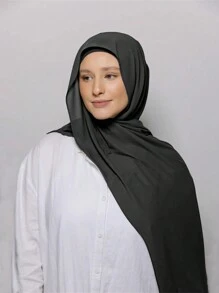 1 pieza Hiyab instantáneo con gorro interior, tela de gasa, suave y sedosa, material transpirable y amigable con la piel, apto para uso diario, festivales, oraciones, abayas