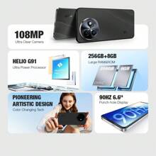 itel Teléfono móvil S24 de 6.6'', 8GB RAM/256GB ROM, Android 13 - Negro, Batería súper de 5000mAh para mantenerte con energía todo el día, Cámara frontal de 8MP, Cámara trasera de 108MP, Modo Súper Nocturno, Modo Retrato, Belleza de Video, Video Dual