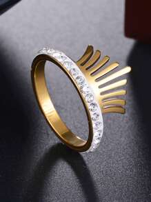 1 pieza Anillo de acero inoxidable de corona de lujo para mujer