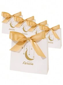 5 件金箔印刷月亮糖果盒、斋月丝带盒、巧克力盒、派对礼品盒 - 彩色 - 查看 9