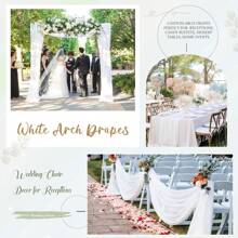 1/2 pezzi 70 x 600 cm Tenda per arco da matrimonio bianco, Tessuto in chiffon trasparente per arco da matrimonio, Materiale per drappi da arco da matrimonio, Tessuto per drappi di gazebo per decorazione cerimonia nuziale, Adatto per sfondo festa, arco all'aperto, cerimonia in chiesa