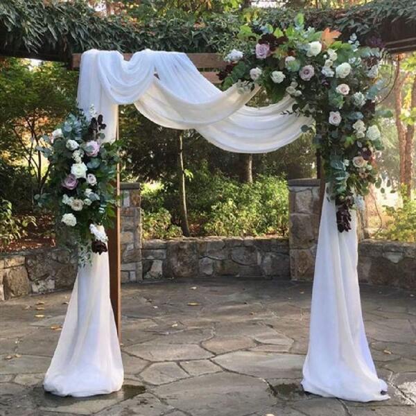 1/2 pezzi 70 x 600 cm Tenda per arco da matrimonio bianco, Tessuto in chiffon trasparente per arco da matrimonio, Materiale per drappi da arco da matrimonio, Tessuto per drappi di gazebo per decorazione cerimonia nuziale, Adatto per sfondo festa, arco all'aperto, cerimonia in chiesa