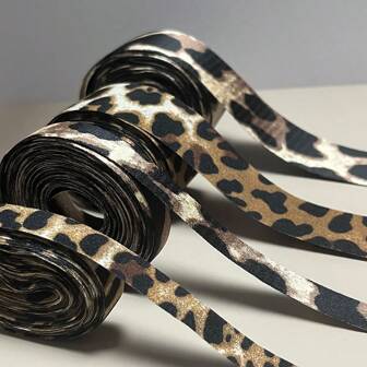 1pc Fashion Leopard Print Fabric Ribbon, Suitable For Wedding Party Decoration, Handmade DIY, Gift Wrapping, Hair Accessory, Jewelry Display And Packaging
