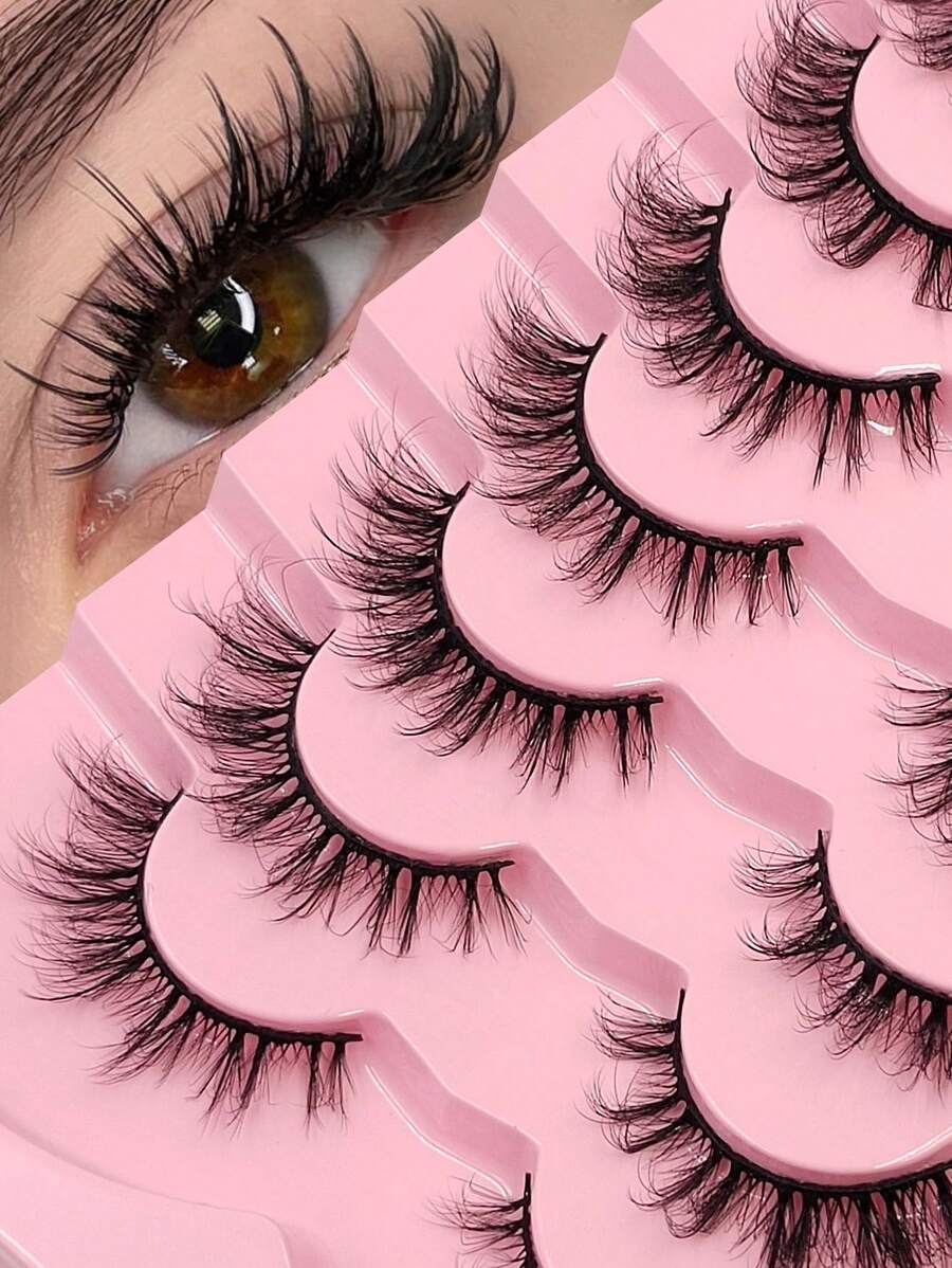 Asiteo 7 Pairs Luxury Cat Eye False Eyelashes - Soft, Fluffy, Lightweight, Comfortable To Wear - Reusable, Perfect For Daily, Party Or Special Occasions - Lông mi Criss Cross - Xem 1
