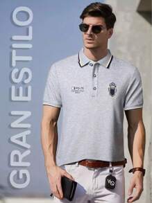 American Men's Polo Shirt, Men's Short Sleeve Military Tactical Polo Shirt - 淺灰色 - 查看 3