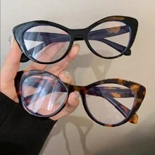 女士猫眼镜框时尚眼镜，豹纹眼镜，金属铰链 Y2k 风格，包括眼镜盒和清洁布 - 彩色 - 查看 10