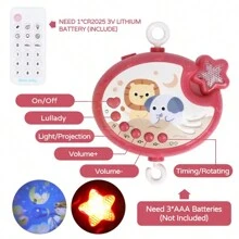 1 chiếc đồ chơi xe đẩy em bé đa năng có đèn chiếu điều khiển từ xa xoay, thoải mái tuyệt vời cho trẻ sơ sinh, món quà hoàn hảo cho Lễ Tạ ơn và Giáng sinh. Yêu cầu 3 pin AAA (Không bao gồm) - Màu xanh lam - Xem 8