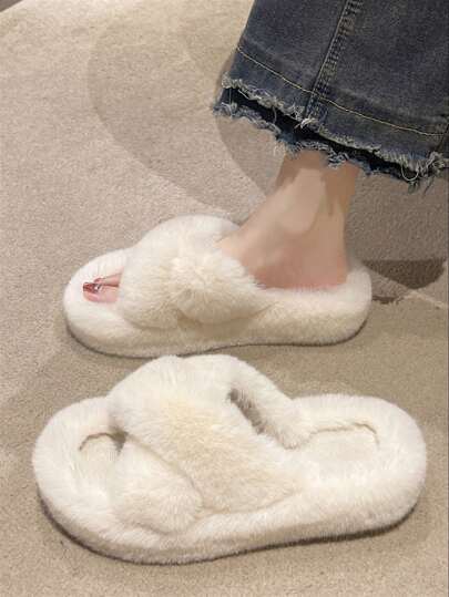 Nuove ciabatte da donna con piattaforma morbida e peluche, con suola spessa e tacco alto, ciabatte scivolabili soffici per autunno e inverno, stile alto, ciabatte da casa, ciabatte da ufficio, taglie 35-41