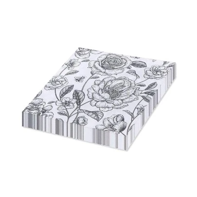 20 片装 13 * 13 英寸一次性花卉印花餐巾，带有黑白玫瑰图案，适用于生日派对、家庭聚会、婚宴、酒店、餐厅、装饰纸