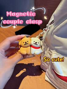 2pcs Cute Cartoon Puppy & "You & Me" Design Magnetic Couple Keychain Pendant Gift Set - Multicolor - View 3