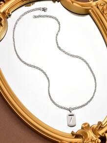 1 Pc Number Necklace For Boy Silver Athletes Number Chain Stainless Steel Charm Pendant Personalized Sports Jewelry For Men Basketball Baseball Football - Silver - View 8