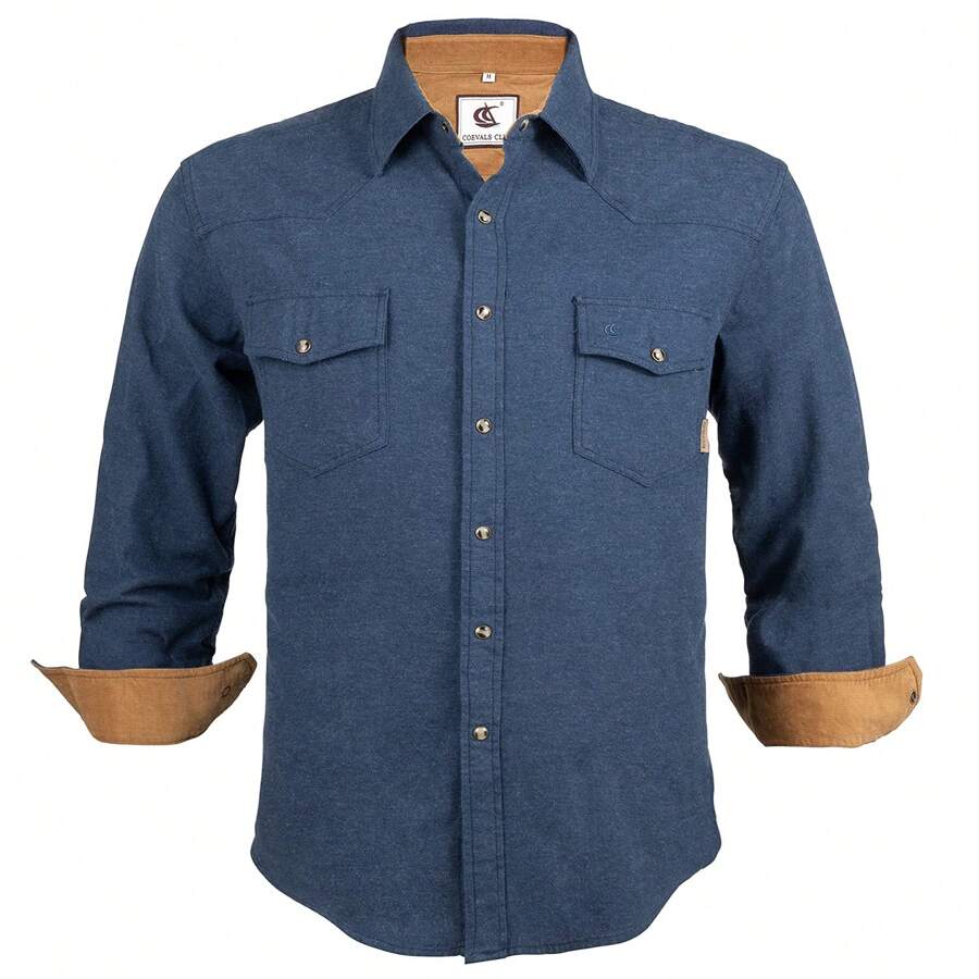 Men's Flannel Shirts Long Sleeve Western Snap Casual Plaid Work Shirts