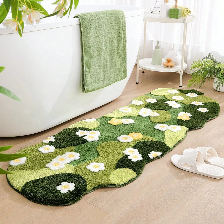 1PC Bathroom Rugs Fresh Style Comfortable Bedroom Rug Anti-Slip Water Absorption Mat For Bath Home Decor - Hoa núi nở rộ - Xem 1