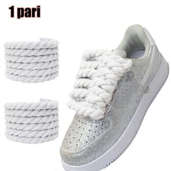 1 Pair 1cm Thick Braided Round Solid Color 3-Strand / Rope Shoelaces For Shoes, Bags, And Apparel Decoration