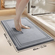 Simple Bathroom Mat Absorbent Floor Mat Sponge Thickened Bathroom Toilet Door Anti-Slip Mat Coral Fleece Household Absorbent Quick-Drying Foot Mat,Women Valentine Gift Birthday Boyfriend Girlfriend Home Bathroom Decor Bath Rug Floor Carpet Outdoor Rug Door Mat Fall Decor Bathroom Accessories Back To School Entryway Decor - Grey - View 2