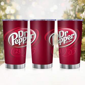 1 Piece Of 20 Oz Dr. Beverage-design vakuumtumlare, gjord av rostfritt stål, levereras med lock, handtag och sugrör, lämplig för varma och kalla drycker, perfekt för användning i bilen, resor, och bra som påsk-, alla hjärtans dag- och födelsedagspresenter.