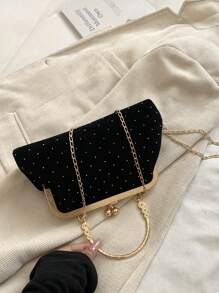 1 件酒红色不对称晚装包，女士手提包/单肩包，秋冬季，时尚派对包，适合派对、婚礼、舞会、晚宴/宴会 - 黑色 - 查看 4