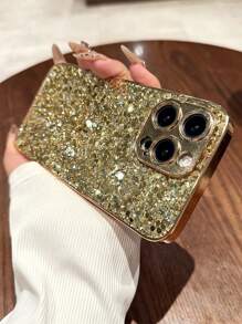 亮片奢华金色闪光手机壳适用于 16 Pro Max/16 Pro/16/16 Plus/15/15 Pro Max/15 Pro/15 Plus/11/12/13/14 Pro Max/11 Pro/11 Pro Max/12 Pro/12 Pro Max/13 Pro/13 Pro Max/14 Pro/14 Pro Max，全覆盖防摔，简约创意心形设计，适合女性，防水防震防刮 - 金色 - 查看 9