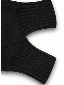 Plus Size Simple Style High Neck Solid Color Knit Pullover Sweater, European And American Fashion - Black - View 5