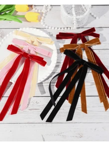 1/6 Packs Velvet Bow Hair Clip Ribbon Accessories Ponytail Stand Hair Knot Ladies Autumn And Winter Warm Suede Material Suitable For Daily Party And Travel Wear, Valentine's Day Fashion Colors Cute Claw Clips Hair Slide Hair Barrettes