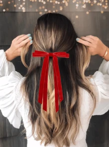 1/6 Packs Velvet Bow Hair Clip Ribbon Accessories Ponytail Stand Hair Knot Ladies Autumn And Winter Warm Suede Material Suitable For Daily Party And Travel Wear, Valentine's Day Fashion Colors Cute Claw Clips Hair Slide Hair Barrettes