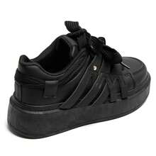 Flat Sneakers With Decorative Laces And Strap - Black - View 4