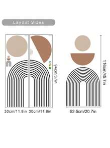 SURELIFE 1pc Bohemian Rainbow Geometric Beige Vinyl Wall Sticker Decals Removable PVC For Bedroom Living Room Home Decor Wallpaper Self Adhesive Peel And Stick - Multicolor - View 9