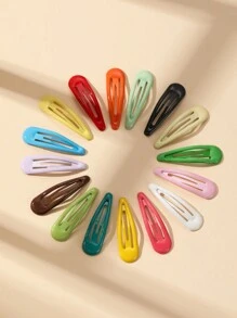 15 piezas Nuevos pasadores de pelo con forma de gota de agua, pinzas para flequillo de color caramelo, pinzas de garra, pasadores de pelo, artículos escolares