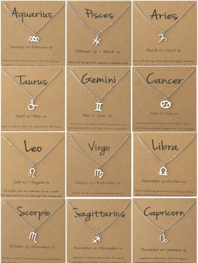 1pc Stainless Steel Zodiac Symbol Pendant Collarbone Chain Necklace