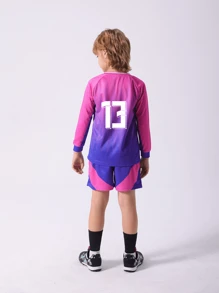 2 件儿童和青少年休闲运动训练速干长袖运动服，适合休闲、运动、足球、团体活动，13 号