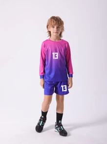 2 件儿童和青少年休闲运动训练速干长袖运动服，适合休闲、运动、足球、团体活动，13 号