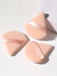 1/3 Peças Puff de Pó de Veludo, Esponja de Maquiagem Triangular, Compacto de Pó em Leque, Ferramenta de Maquiagem Almofada de Ar para Dedos, Adequado para Todos os Tipos de Pele
