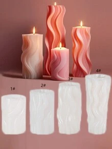 1pc Wave Cylindrical Silicone Candle Mold For DIY Scented Candle Making - White - View 2