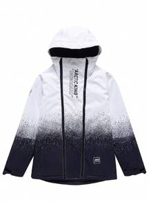 1 قطعة جاكيت تزلج مع كابوت للنساء، دافئة، مقاومة للرياح، مقاومة للماء، متينة، قابلة للتنفس، مرنة، مناسبة لتجهيزات التزلج على لوح واحد/لوحين، ملابس نشاط للنساء والرجال (باستثناء الاكسسوارات) - أبيض وأسود - مشاهدة 5