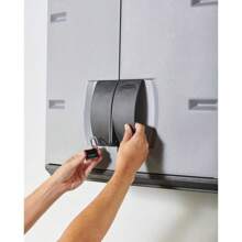 Rubbermaid Freestanding Storage Cabinet With Doors, 18"D X 36"W X 37"H, Medium, Gray/Black, Two-Shelf Lockable Cabinet For Indoor/Outdoor/Garage Storage For Garden Tools/Lawn Care Accessories - 小的 - 查看 4