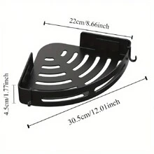 Triangular Wall Mount Corner Shelf - Bathroom Hanging Storage Rack For Shampoo, Body Wash, Cosmetics | Space Saving, Non-Slip, No Electricity Required | Suitable For Multiple Rooms Back To School - Black - View 6