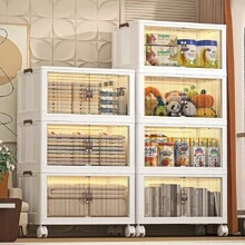 صناديق تخزين بلاستيكية قابلة للكومة والطي من 3/4/5 طبقات مع أغطية وأبواب، لتخزين أغراض الغرفة المعيشة والنوم - الطابق الرابع - مشاهدة 5