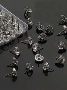 200/100pcs/50pcs Clear Heart Shape Push Pins,Thumbtacks For Drawing, Painting, Bulletin Board, Opening Ceremony & Graduation Party Decoration Accessories